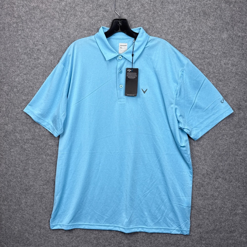 Callaway Mens Opti-Dri Golf Polo Shirt Light Blue Heather XL New With Tags